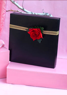 Black Morocco Plain Design Box For Packing Red Rose Flower Boxes