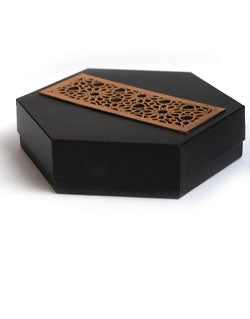 Black Morocco Hexagon Plain Design Box For Packing Hexagon Half Frame Boxes