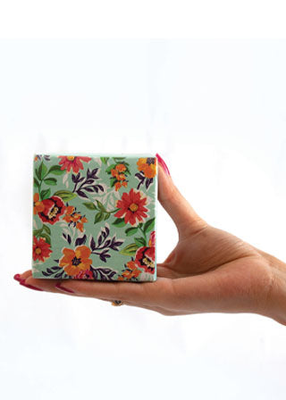 Turquoise Color Floral Design Box for Packing