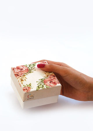 Off White Floral Design Box for Packing Gifts