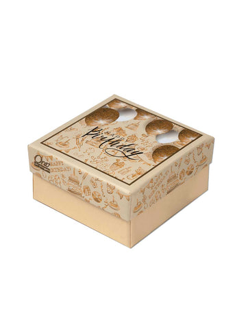 Happy birthday printed with balloons goldern and white balloon happy birthday 1 pao sweet box chocolate box golden box for sweets and gift packaging