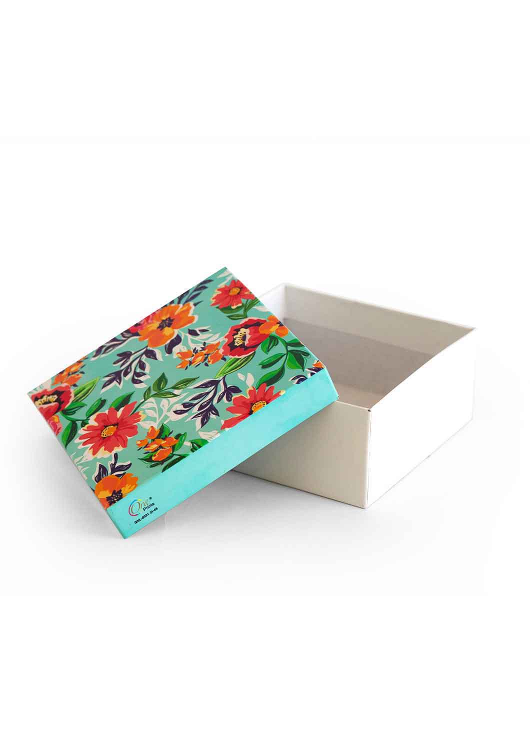 Turquoise Color Floral Design Box for Packing