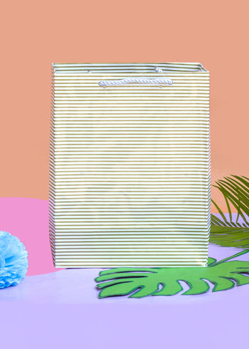 Plain White Golden Line Paper Design Bag for Packing Paper Bags
