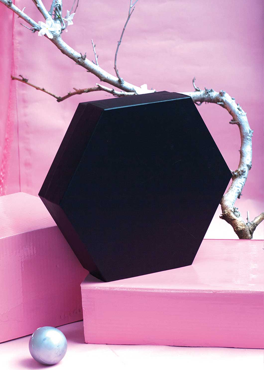 Morocco Hexagon Plain Black Box For Multipurpose Packaging