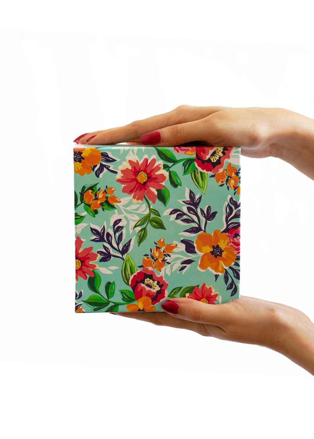 Turquoise Color Floral Design Box for Packing