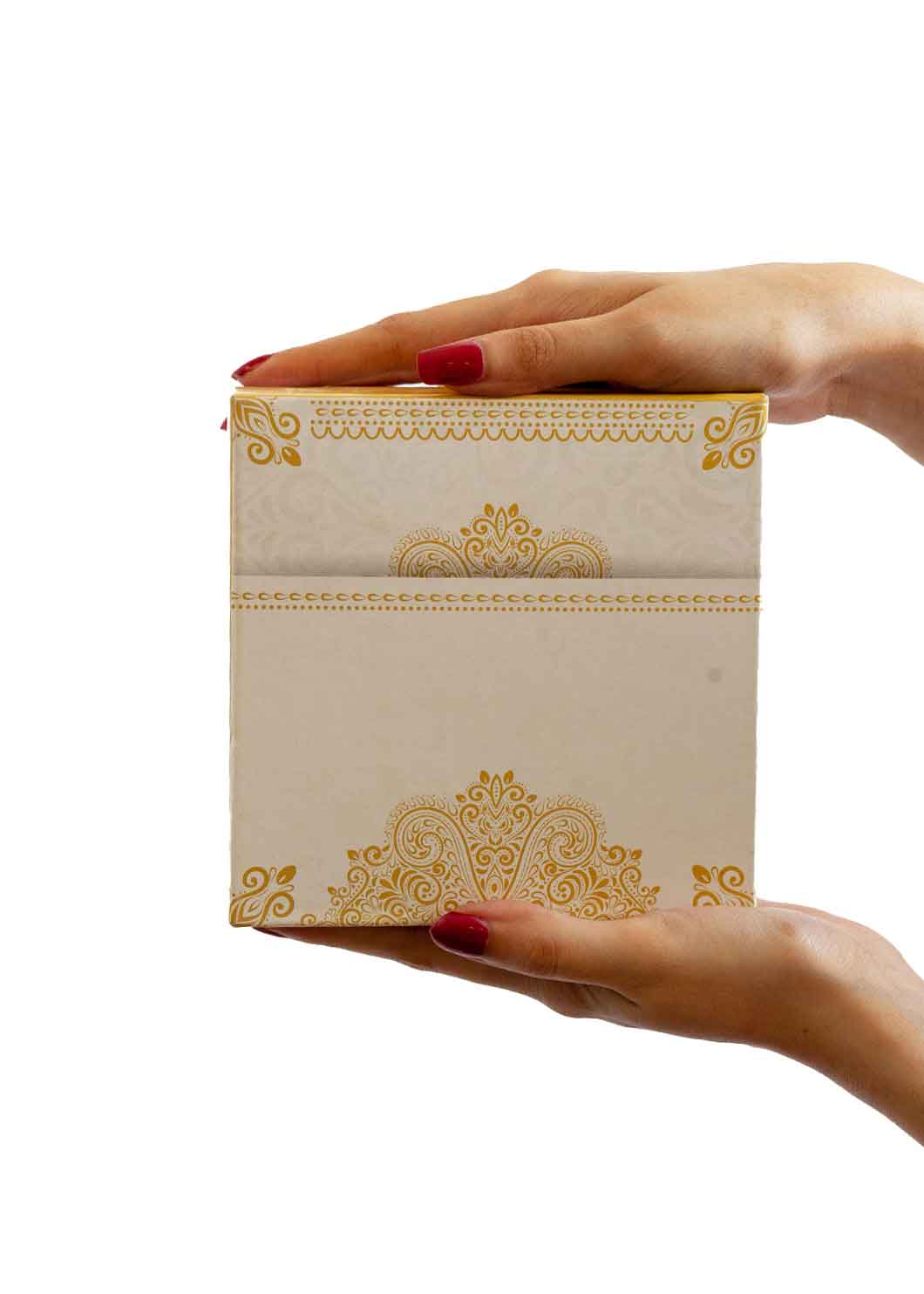 White and Golden Color Pattern Box for Packing Gifts