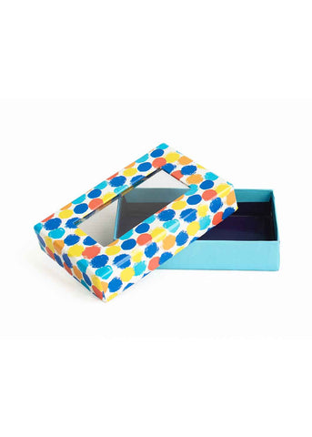 Blue Red Yellow Dotted Box -Window Dotted Box - Dots Pattern Box