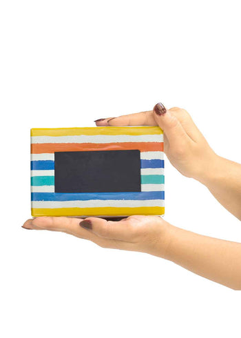 Blue Yello Orange Stripes Empty Box - Blue Yello Orange Stripes Box For Clothe Packaging - Empty Designed Box