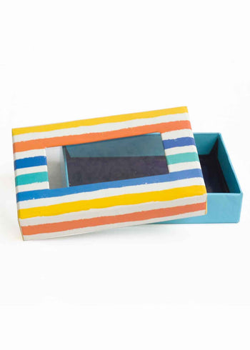 Blue Yello Orange Stripes Empty Box - Blue Yello Orange Stripes Box For Clothe Packaging - Empty Designed Box