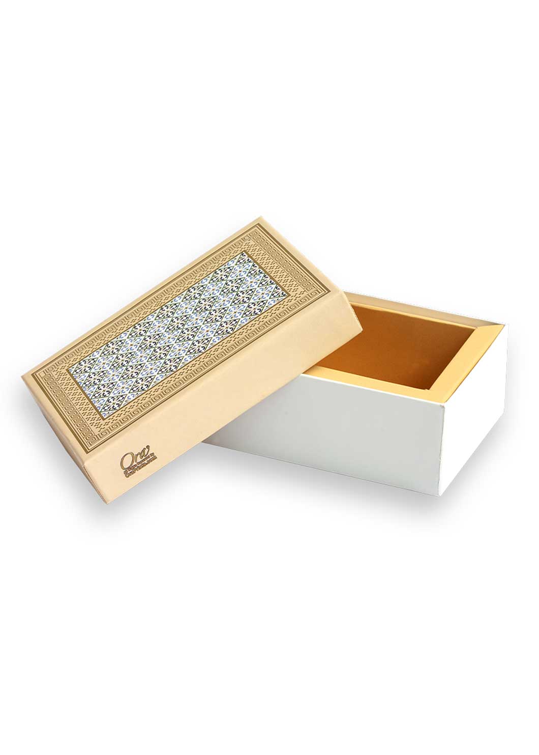 Gold & Off White Floral Design Box for Packing