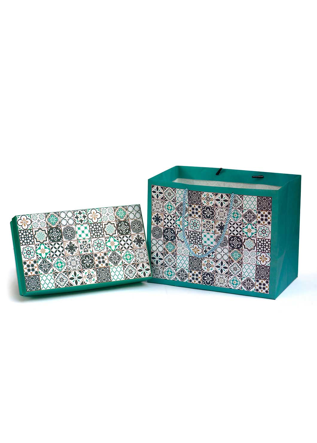 Half Kg Sweet Box With Geometric Shape Design - Sea Green Sweet Box Packaging - Elegant Design