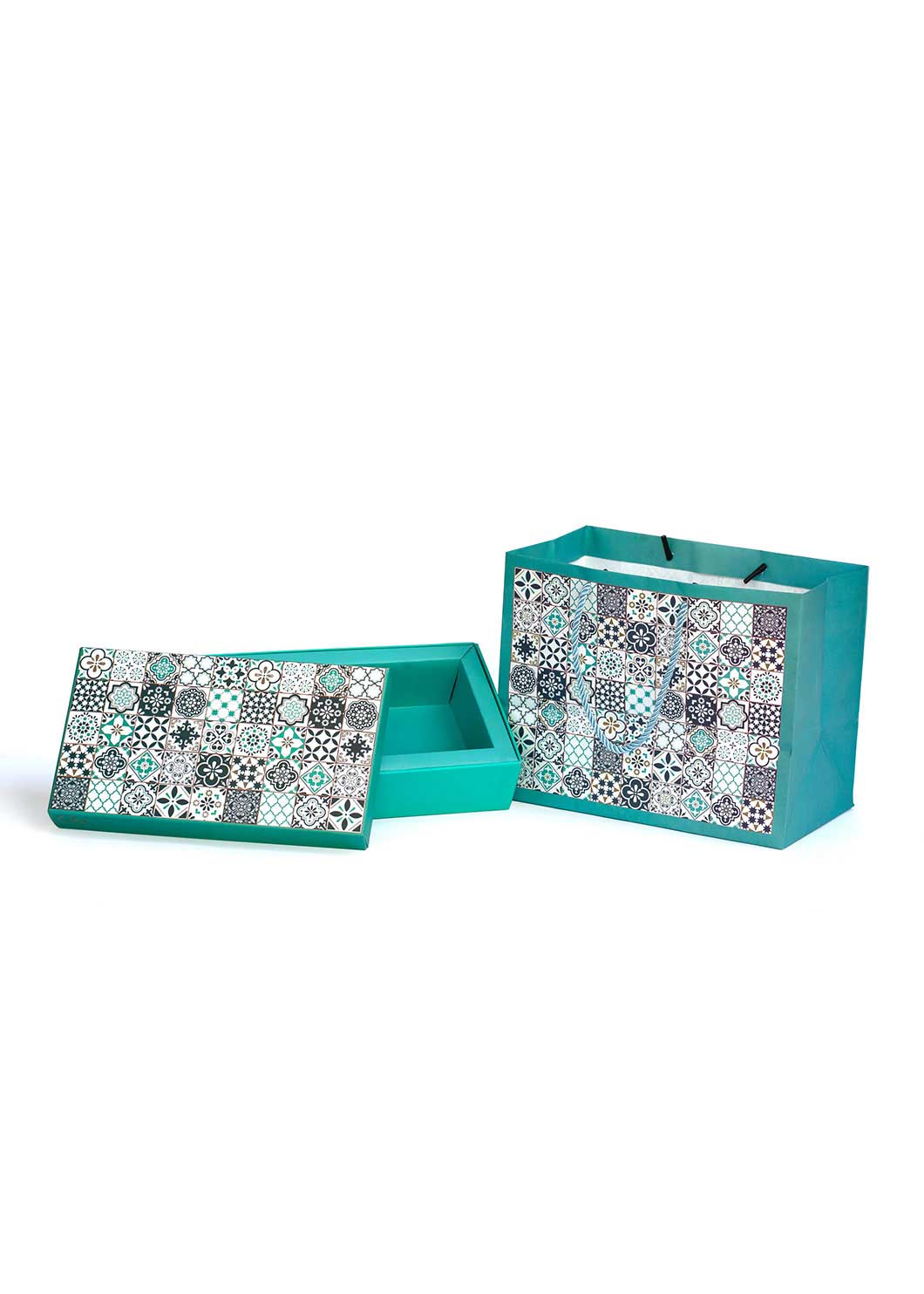 Half Kg Sweet Box With Geometric Shape Design - Sea Green Sweet Box Packaging - Elegant Design