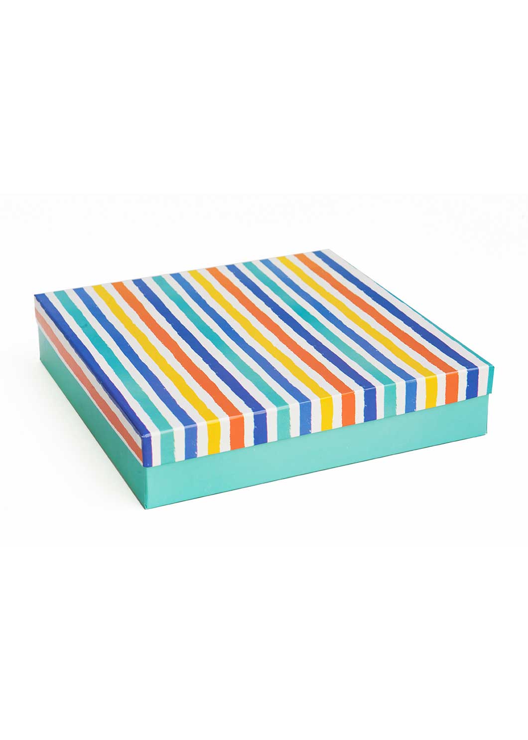 Blue Yello Orange Stripes Empty Box - Blue Yello Orange Stripes Box For Clothe Packaging - Empty Designed Box