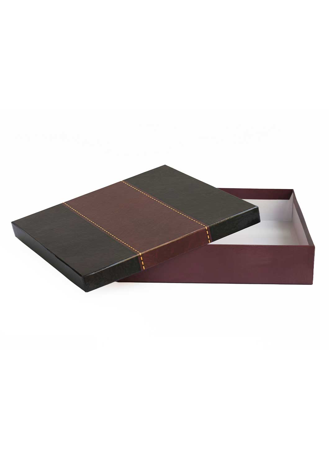 Leather Style Designed Empty Box - Black And Maroon Box For Clothe Packaging - Empty Designed Box