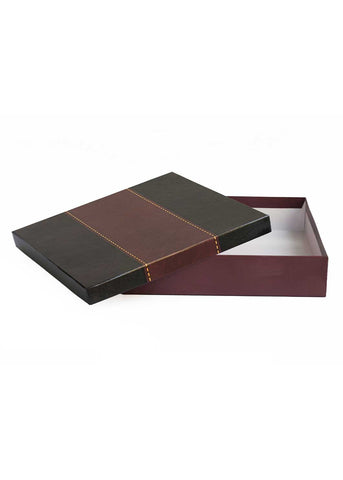 Leather Style Designed Empty Box - Black And Maroon Box For Clothe Packaging - Empty Designed Box