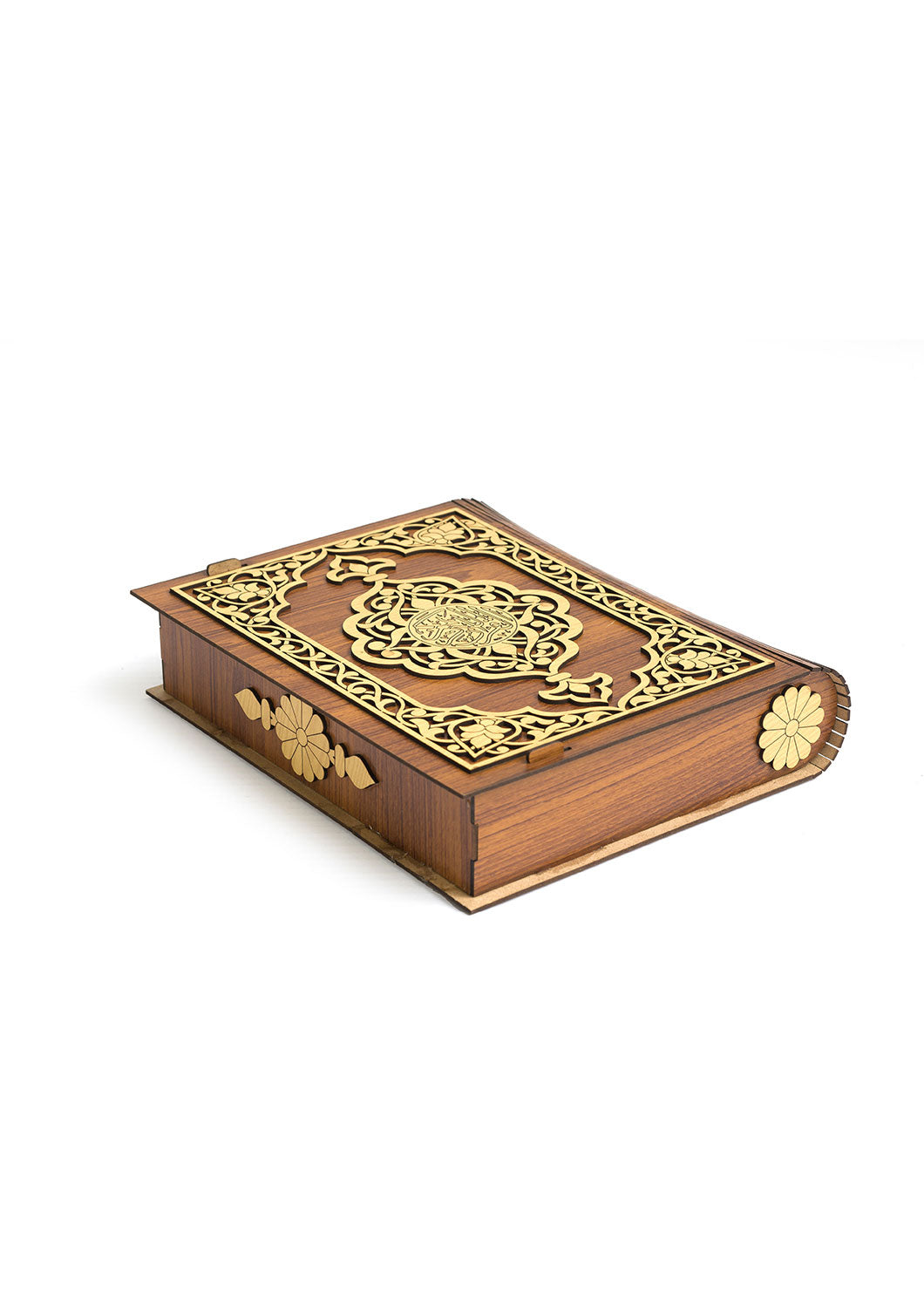 Brown And Badge Wooden Box For Quran - Wooden Juzdaan - Quran Ghilaf - Premium Wooden Box - For Quran