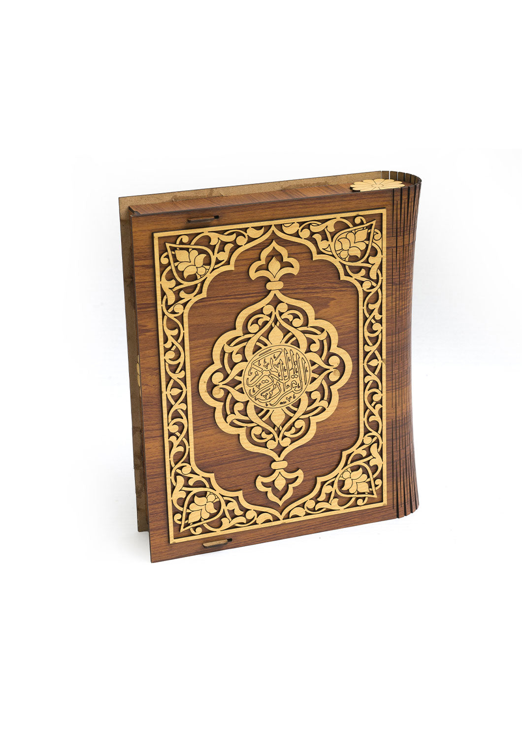 Brown And Badge Wooden Box For Quran - Wooden Juzdaan - Quran Ghilaf - Premium Wooden Box - For Quran