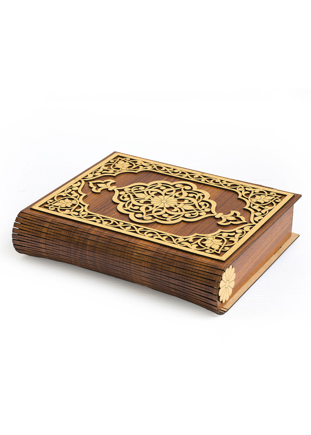 Brown And Badge Wooden Box For Quran - Wooden Juzdaan - Quran Ghilaf - Premium Wooden Box - For Quran