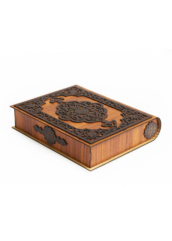 Brown And Dark Brown Wooden Box For Quran - Wooden Juzdaan - Quran Ghilaf - Premium Wooden Box - For Quran