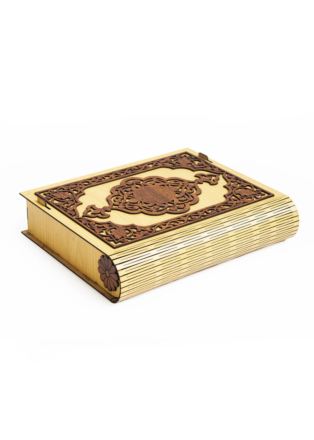 Badge Box With Brown Carvin Wooden Box For Quran - Wooden Juzdaan - Quran Ghilaf - Premium Wooden Box - For Quran