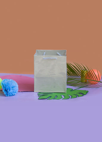 Plain White & Gold Line Paper Bag
