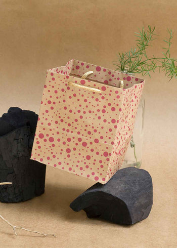 Craft Paper Dotted Pattern - Craft Paper Bag - Golden Silver Red - 5x5 Paper Bag