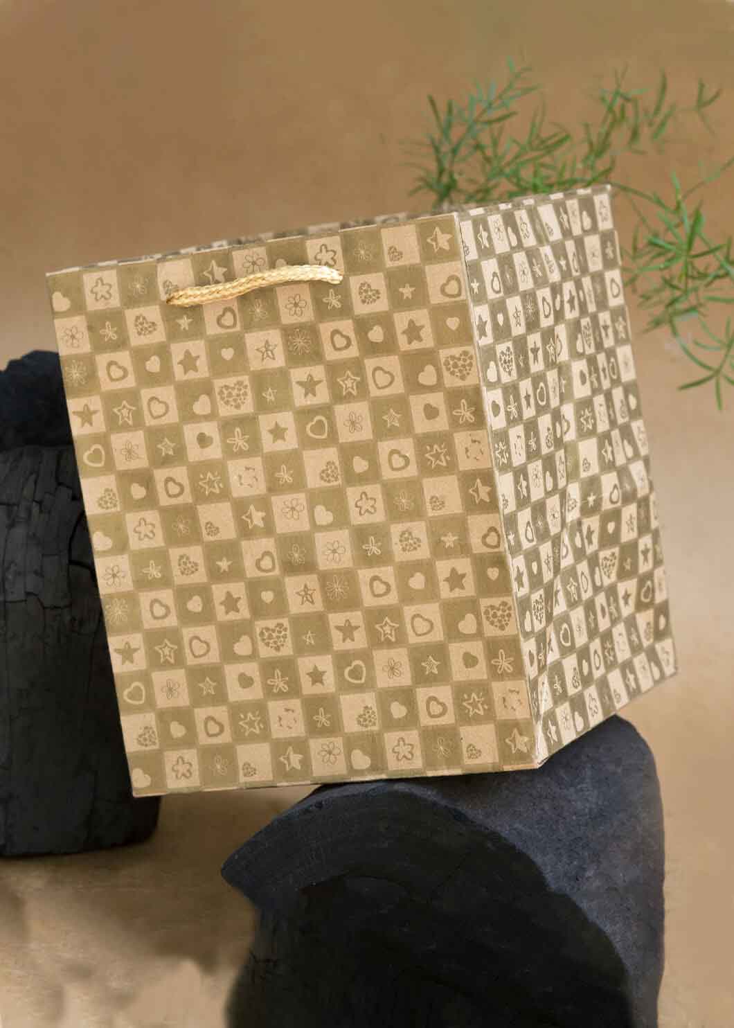 Craft Paper Bag Multi Pattern - Craft Bag - Golden Silver Red - 5x5 Paper Bag