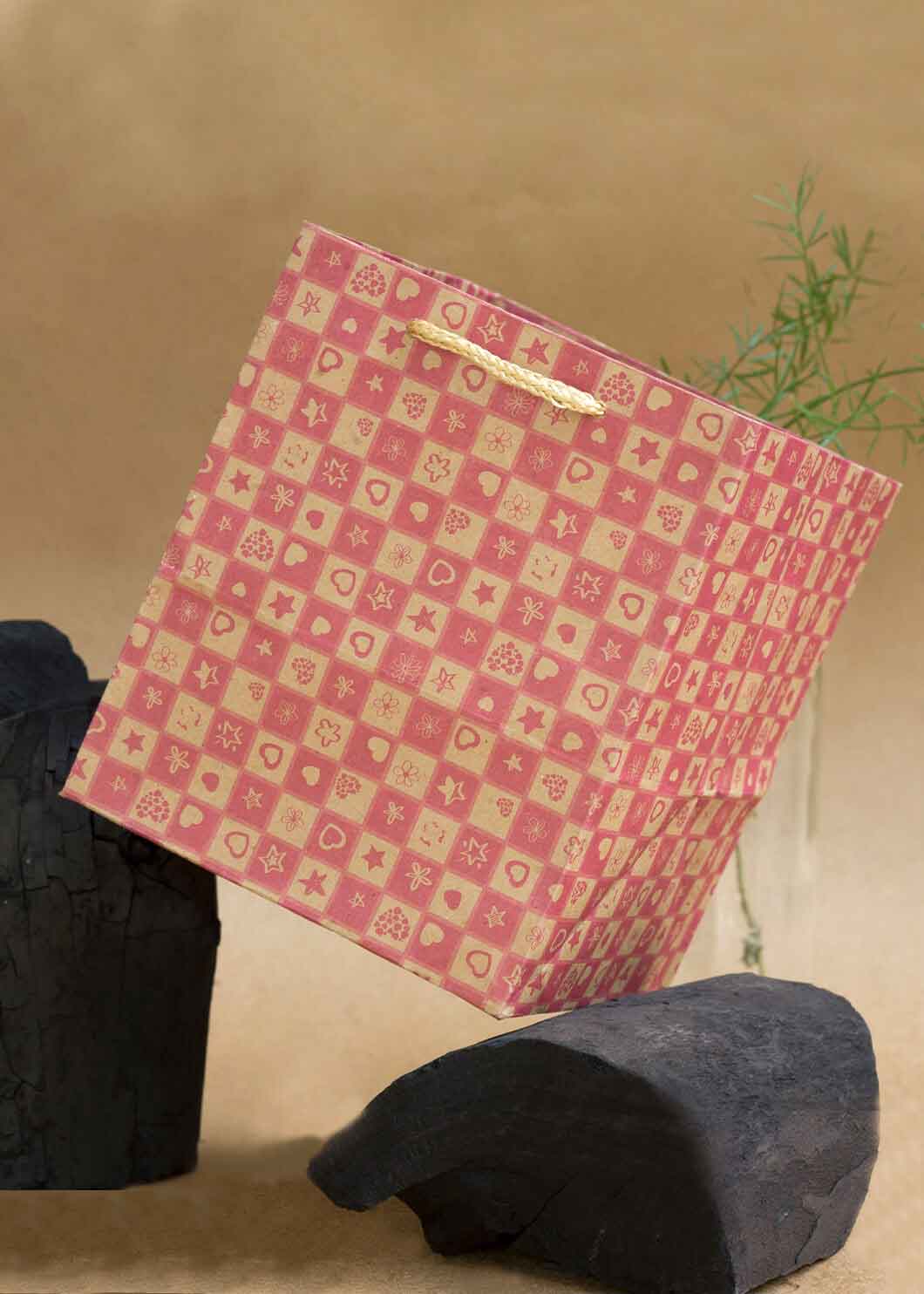 Craft Paper Bag Multi Pattern - Craft Bag - Golden Silver Red - 5x5 Paper Bag