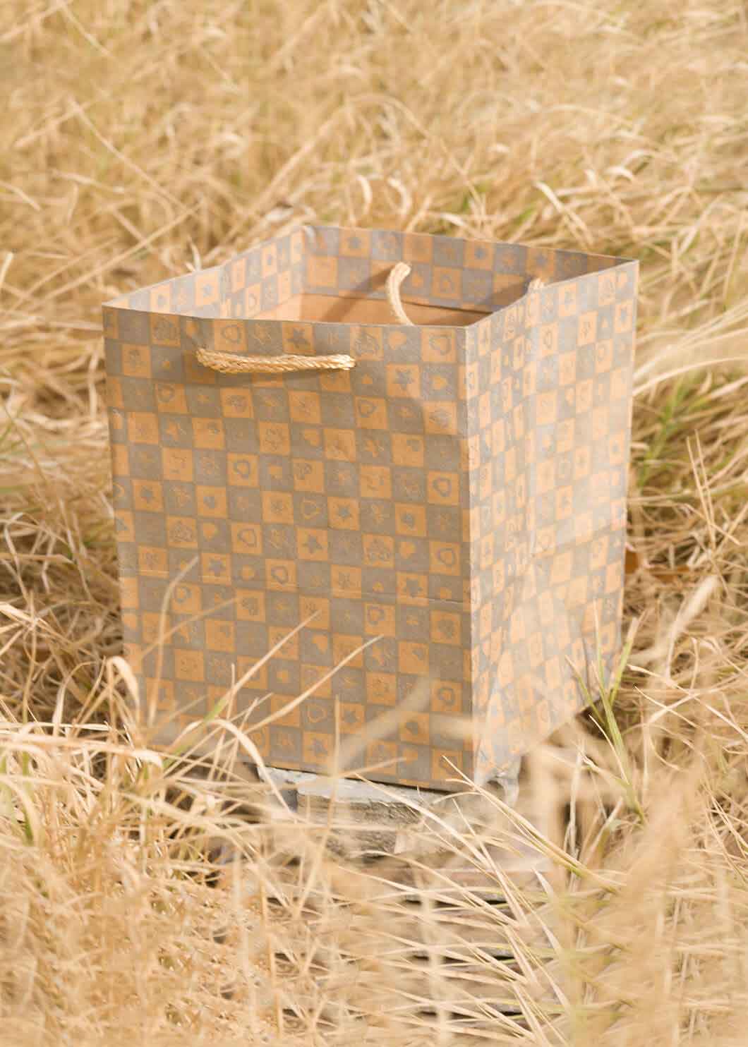 Craft Paper Bag Multi Pattern - Craft Bag - Golden Silver Red - 5x5 Paper Bag