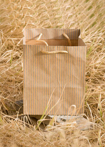 Craft Paper Bag Line Pattern - Craft Bag - Golden Silver Red - 5x5 Paper Bag