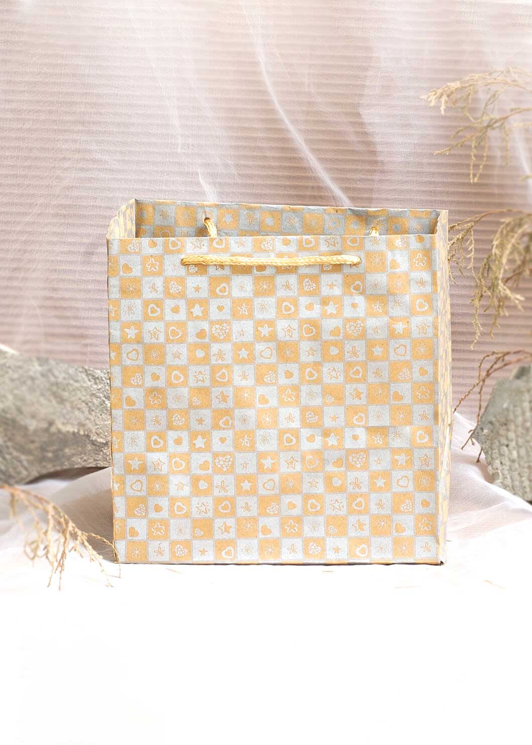 Craft Paper Bag Multi Pattern - Craft Bag - Golden Silver Red - 7x5 Paper Bag