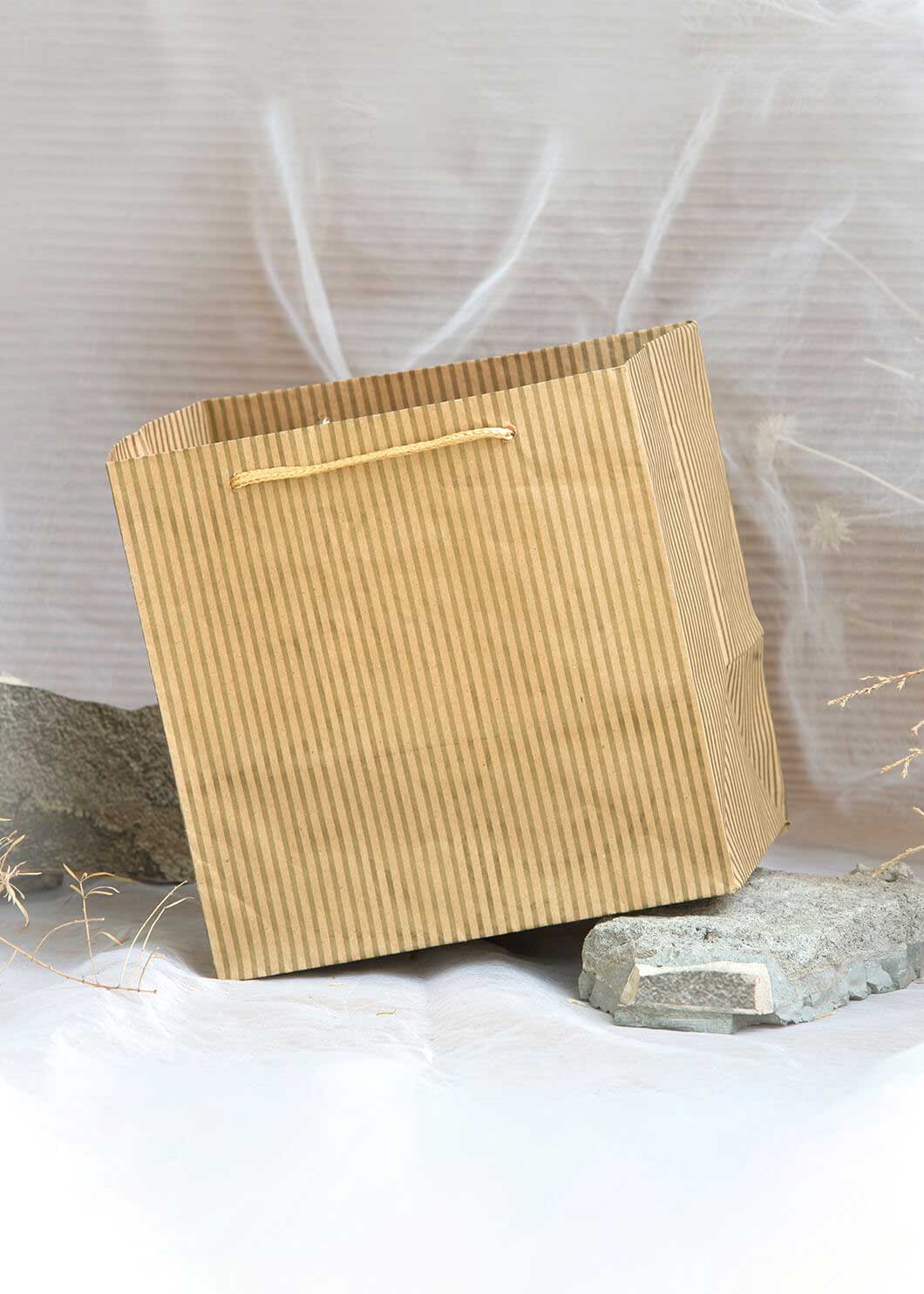 Craft Paper Bag Line Pattern - Craft Bag - Golden Silver Red - 7x5 Paper Bag