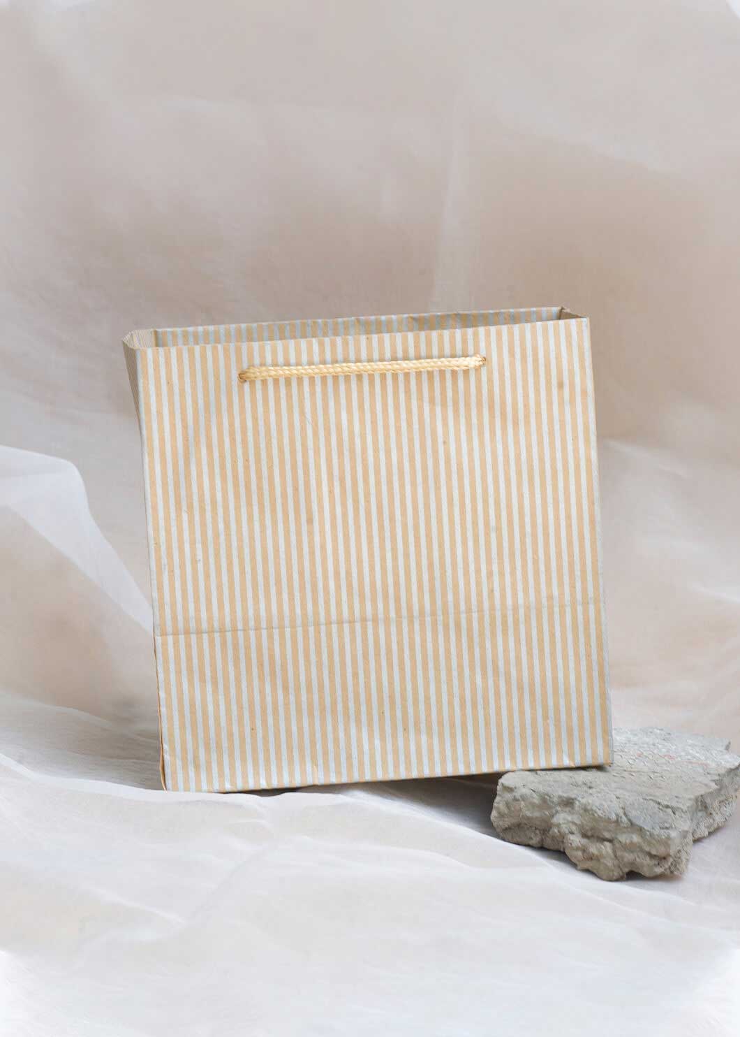 Craft Paper Bag Line Pattern - Craft Bag - Golden Silver Red - 7x5 Paper Bag