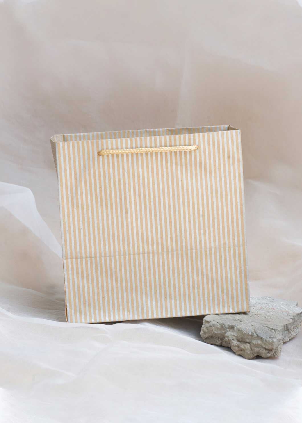 Craft Paper Bag Lines Pattern - Craft Bag - Golden Silver Red - 7x5 Paper Bag