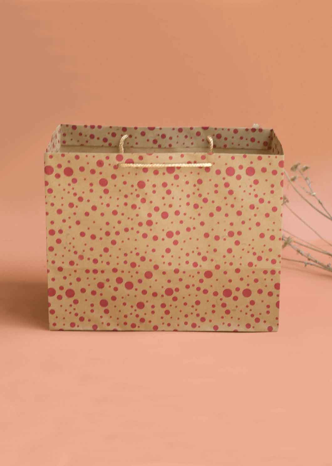 Craft Dotted Pattern Paper Bag - Dotted Print Design Paper Bag for Multipurpose Packing