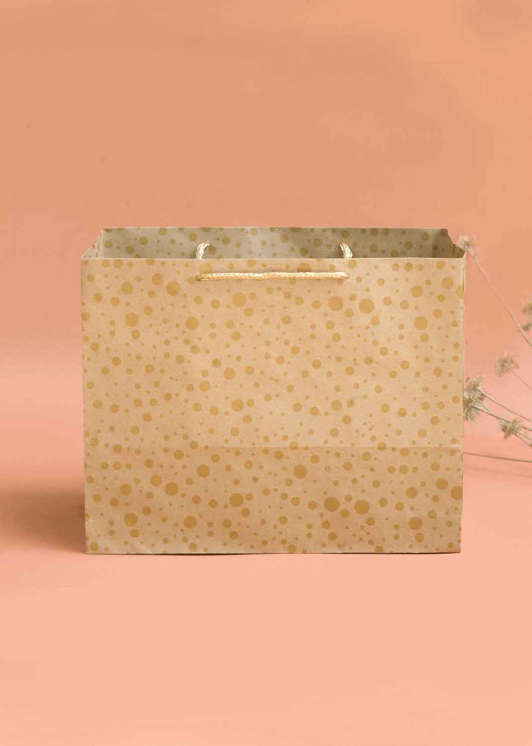 Craft Dotted Pattern Paper Bag - Dotted Print Design Paper Bag for Multipurpose Packing