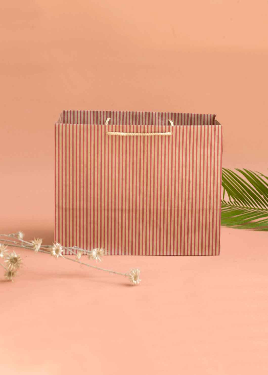 Craft Line Pattern Paper Bag - Line Print Design Paper Bag for Multipurpose Packing