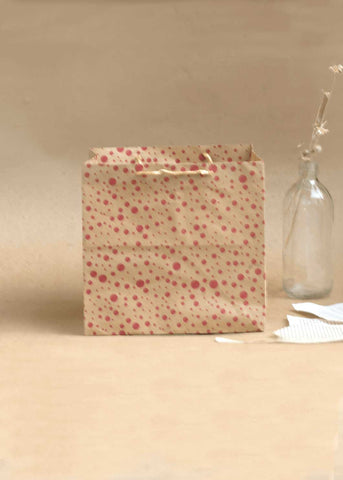 Craft Paper Bag Dotted Pattern - Craft Bag - Golden Silver Red - 9x9 Paper Bag