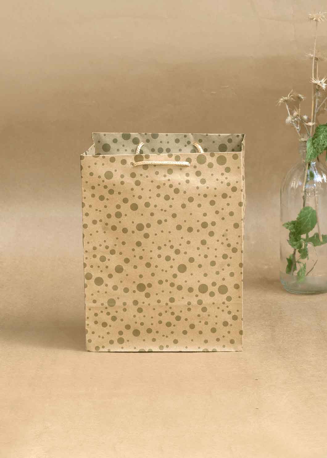 Craft Paper Dots Pattern - Craft Paper Bag - Golden Silver Red - 7x4.5 Paper Bag