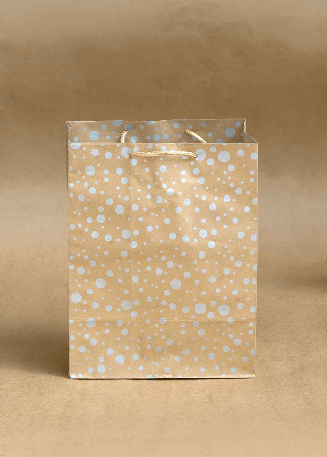 Craft Paper Dots Pattern - Craft Paper Bag - Golden Silver Red - 7x4.5 Paper Bag