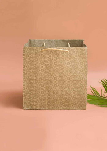 Craft Paper Floral Pattern - Craft Paper Bag - Golden Silver Red - 7x4.5 Paper Bag