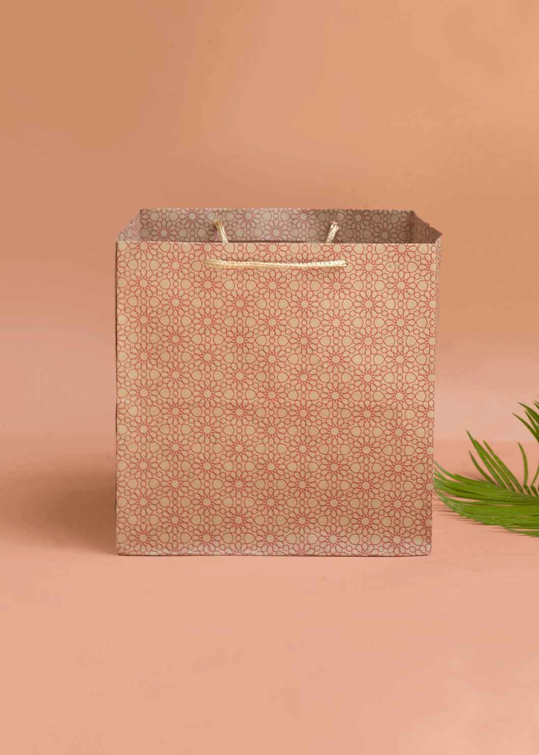 Craft Paper Floral Pattern - Craft Paper Bag - Golden Silver Red - 7x4.5 Paper Bag