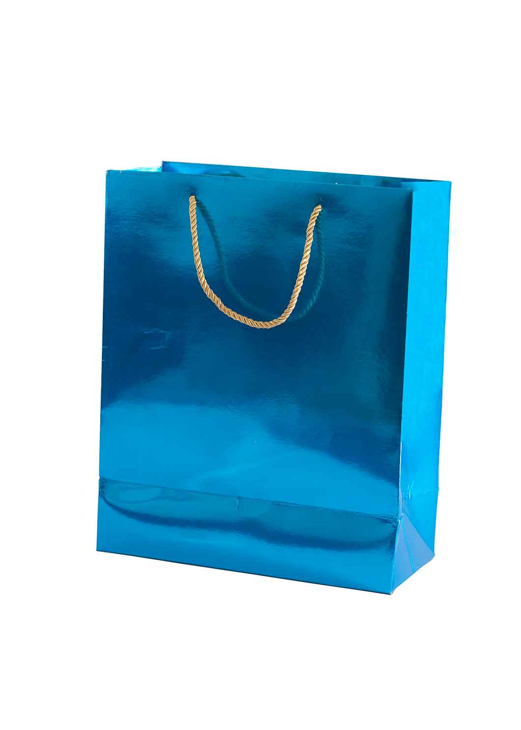 Shiny Bag - Plain Shiny Red Blue Bag With Handle - Laminated Paper Bag