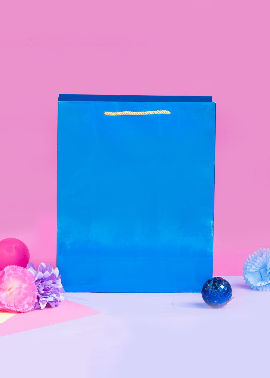 Plain Blue Shine Design Bag for Packing Paper Bags