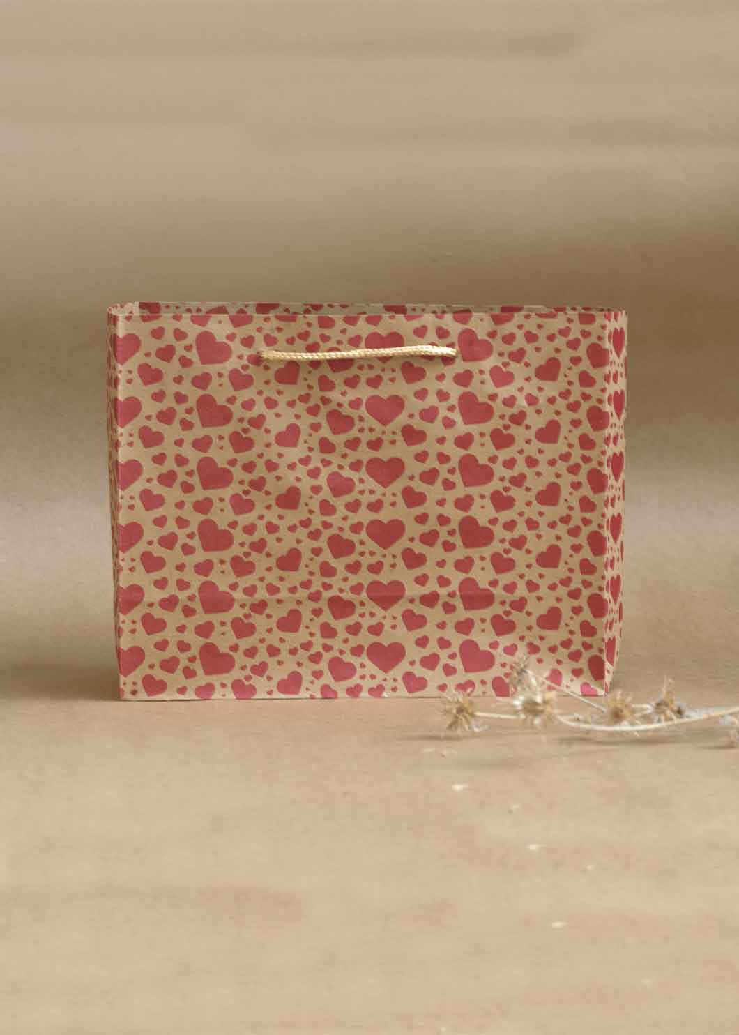 Craft Heart Pattern Design Bag for Multipurpose Packing - 9x3.5 Square Paper Bags