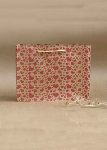 Craft Heart Pattern Design Bag for Multipurpose Packing - 9x3.5 Square Paper Bags