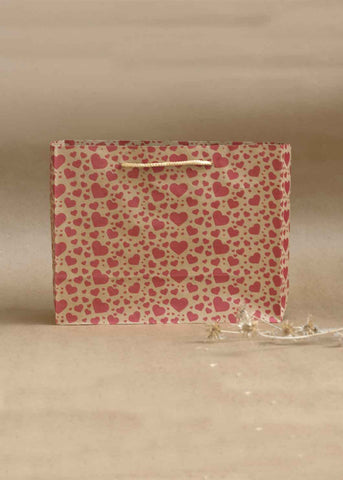Craft Heart Pattern Design Bag for Multipurpose Packing - 9x3.5 Square Paper Bags