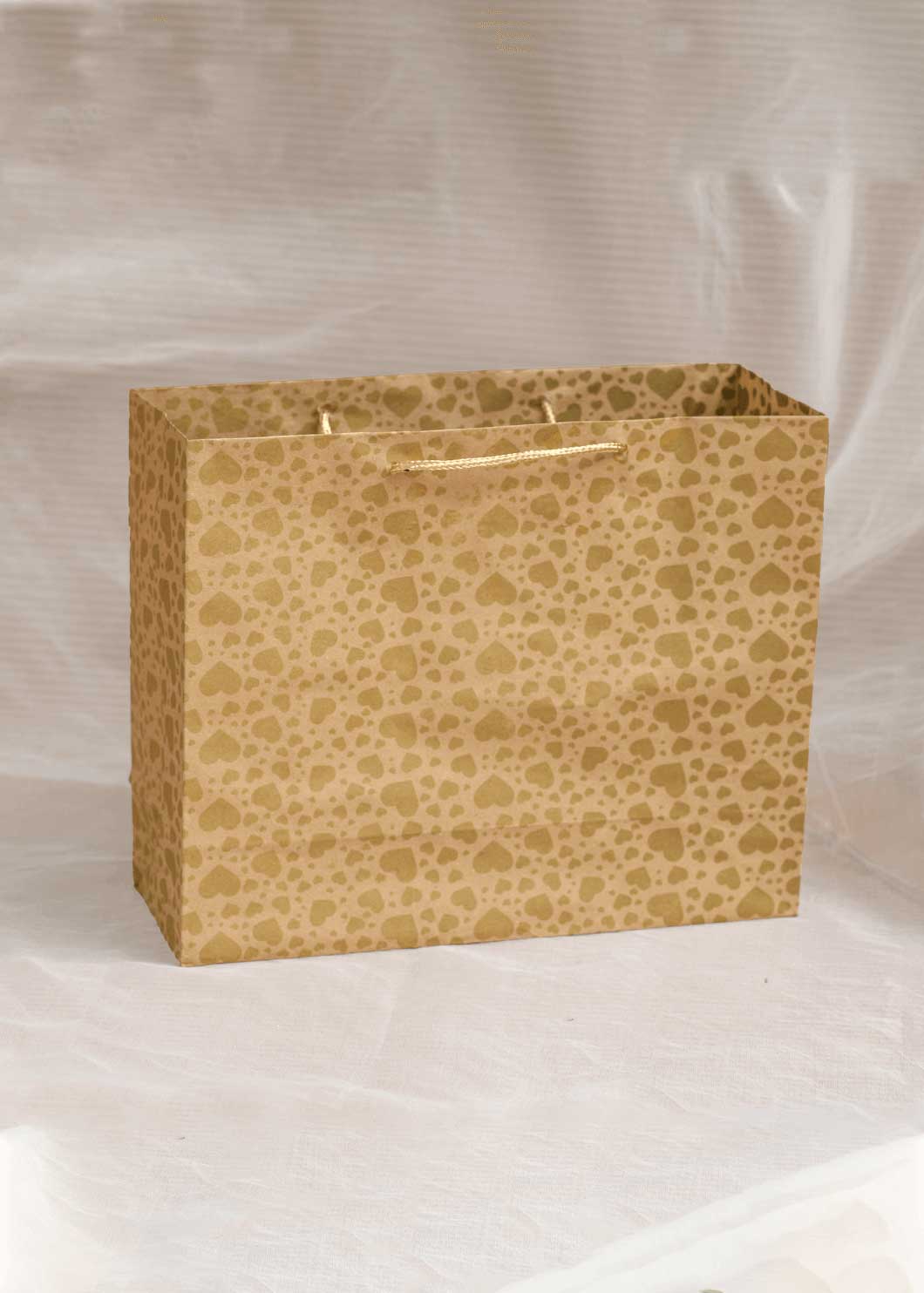 Craft Paper Heart Pattern - Craft Paper Bag - Golden Silver Red 12.5x10x4.5