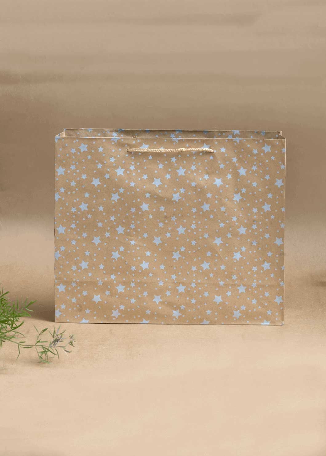 Craft Paper Star Pattern - Craft Paper Bag - Golden Silver Red 12.5x10x4.5