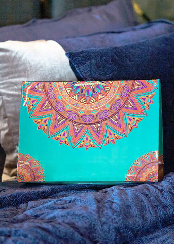 Blue Ornament Design Bag for Multipurpose Packing - Large Paper Bag